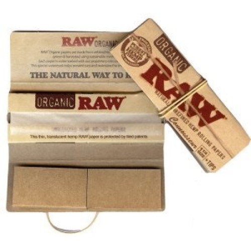 Foite pentru rulat tutun marca RAW Organic 1 1/4 + FT